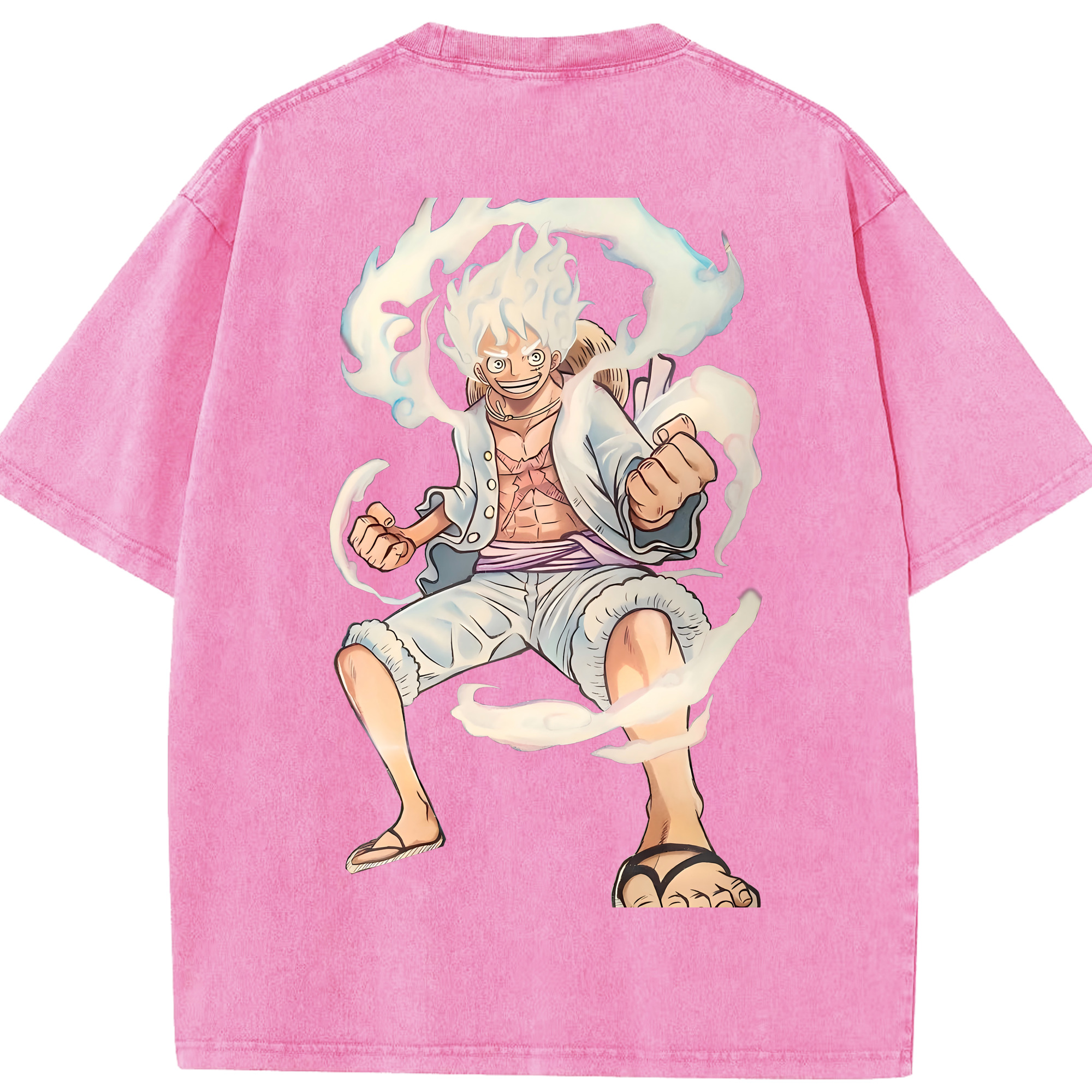 ワンピース モンキー・D・ルフィ ONE PIECE Monkey D. Luffy 綿100% ヴィンテージ風 半袖Tシャツ（背面プリント）